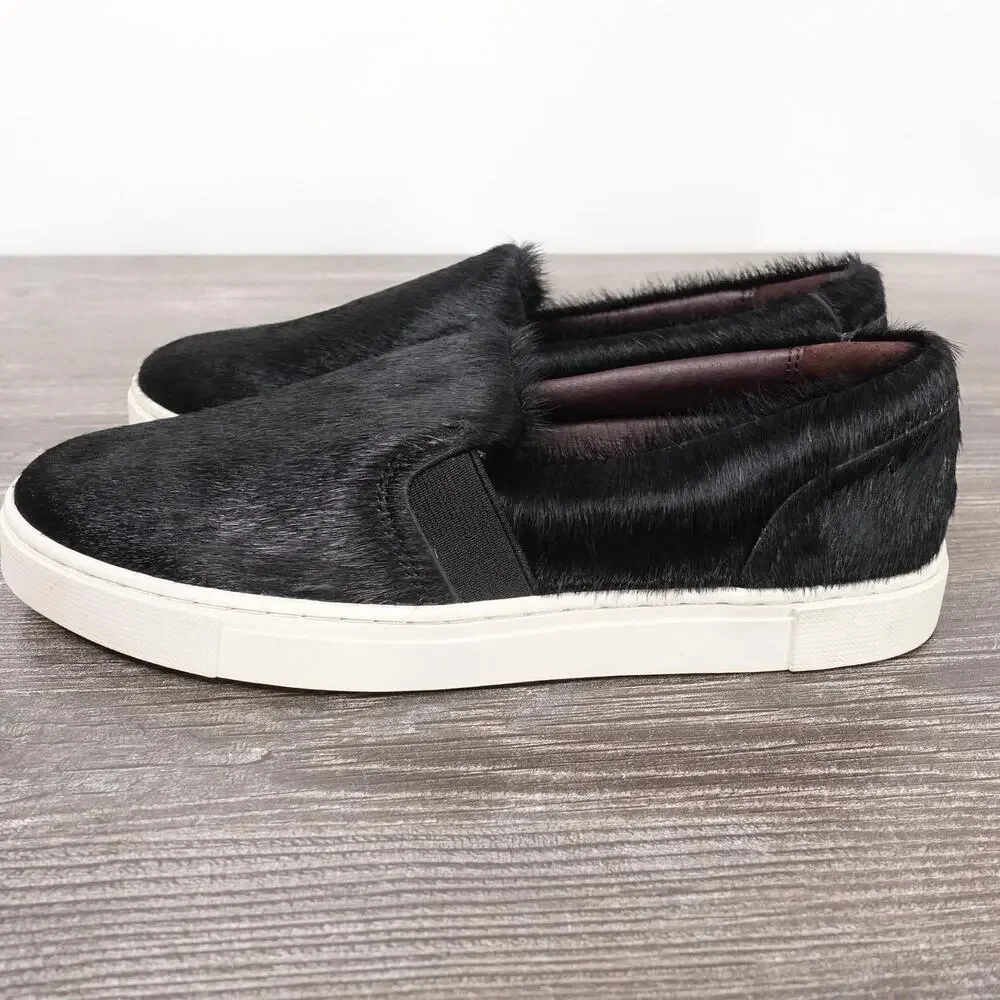 Frye Shoes Womens Size 6 Black Onyx Ivy‎ Slip On Haircalf Pony Leather Flats